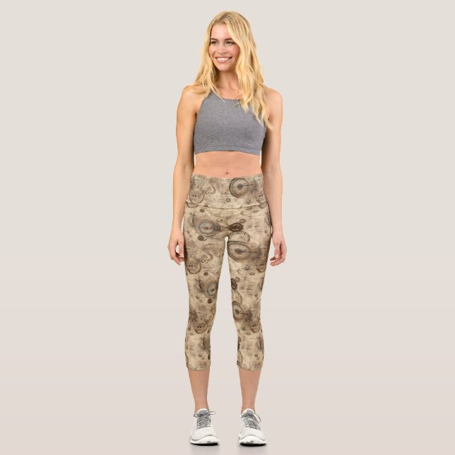 Leggings Capri Grunge Rustic Steampunk Horloge (11) (Recto)