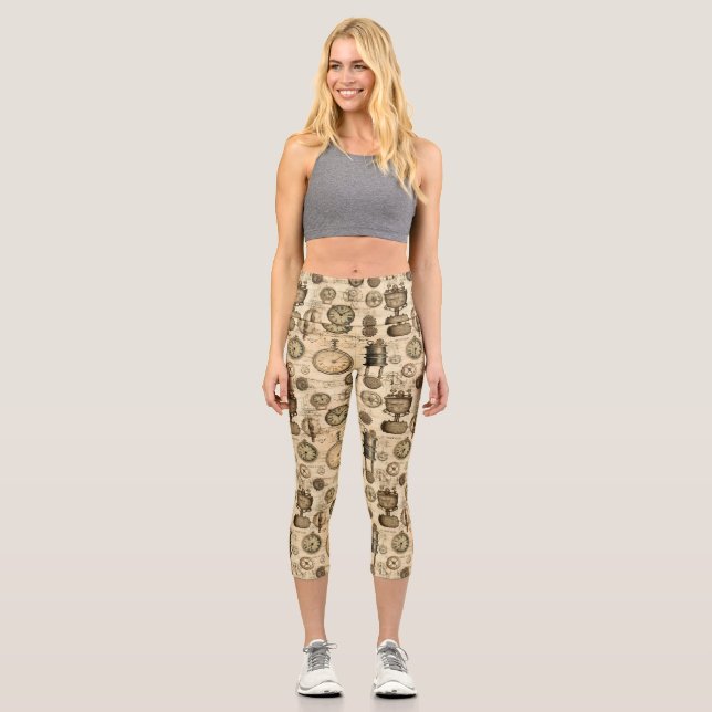 Leggings Capri Grunge Rustic Steampunk Horloge (14) (Recto)