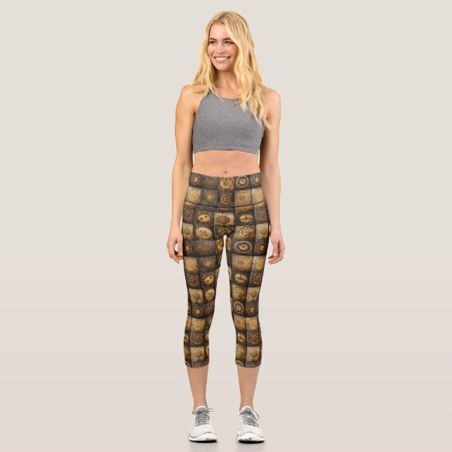 Leggings Capri Grunge Rustic Steampunk Horloge (15) (Recto)