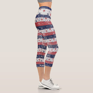 Leggings Capri Grunge Stars and Stripes