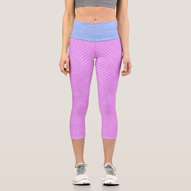 Leggings Capri Grungy Bleu et rose (Recto)