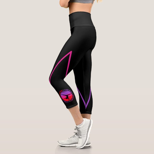 Leggings Capri Gymnastique Féminine Caractère Force Courage (Gauche)