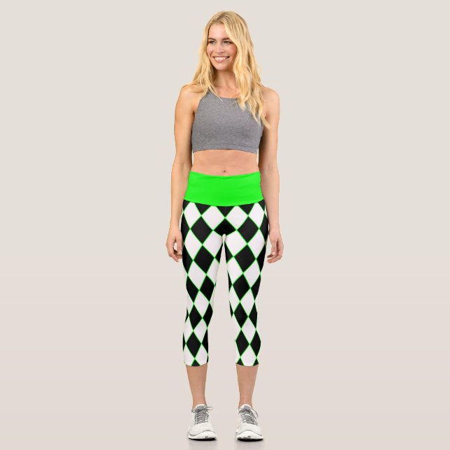 Leggings Capri halloween arlequin vert noir blanc (Recto)