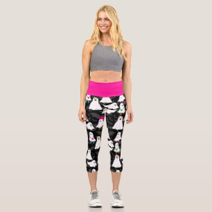 Leggings Capri halloween chat chien fantôme noir