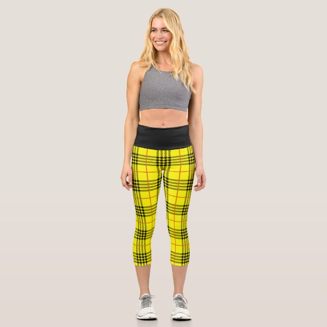 Leggings Capri halloween cosplay années 1990 plateau tartan jaune (Recto)