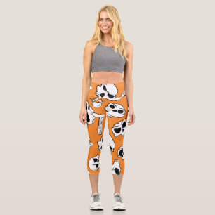 Leggings Capri Halloween Skulls Bones DoodMotif