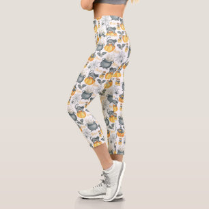 Leggings Capri Halloween Whimsical Cauldron et Motif de chats