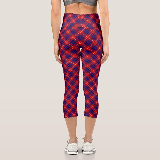 Leggings Capri Hamilton tartan rouge bleu violet plaid (Verso)