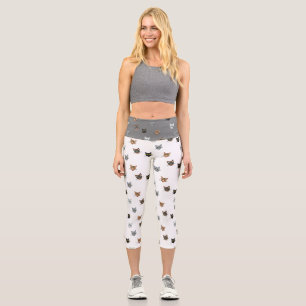 Leggings Capri Happy Cat Heads Redux
