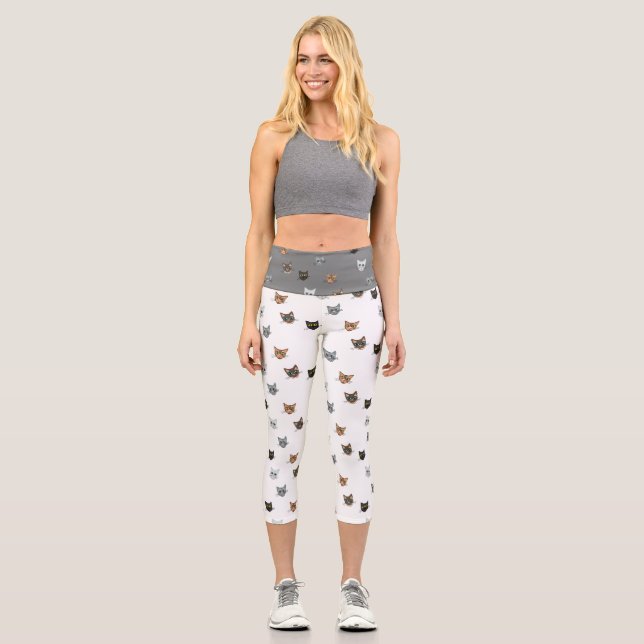Leggings Capri Happy Cat Heads Redux (Recto)
