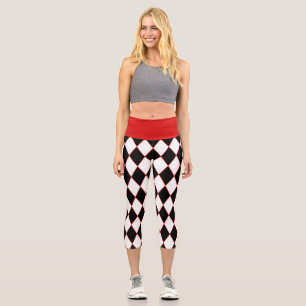 Leggings Capri harlequin blanc noir