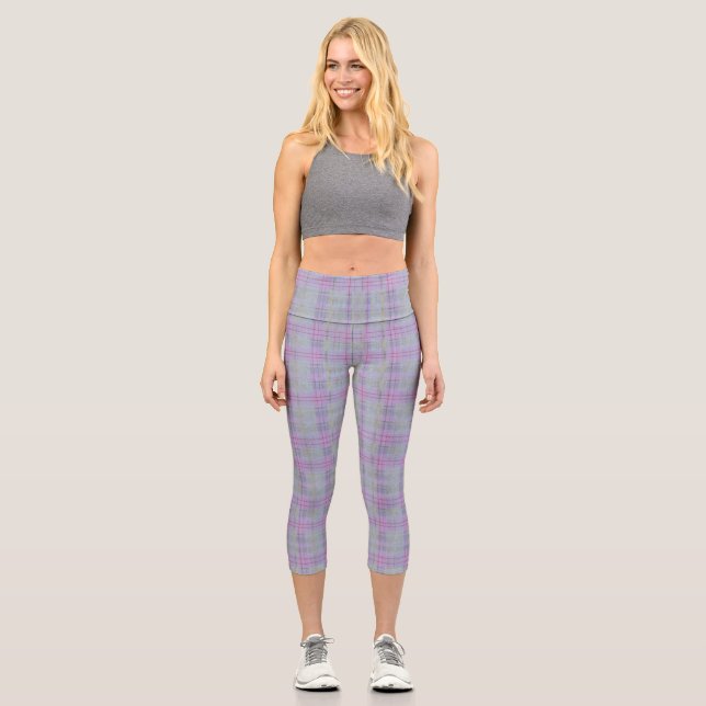 Leggings Capri Harmonie à carreaux lavande (Recto)
