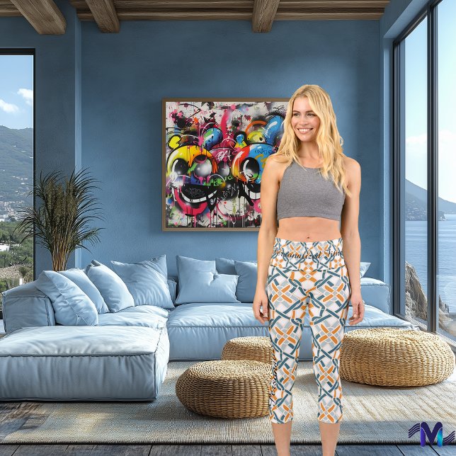 Leggings Capri Harmonie du Nœud Celtique - Élégance Orange et Ver (Créateur téléchargé)