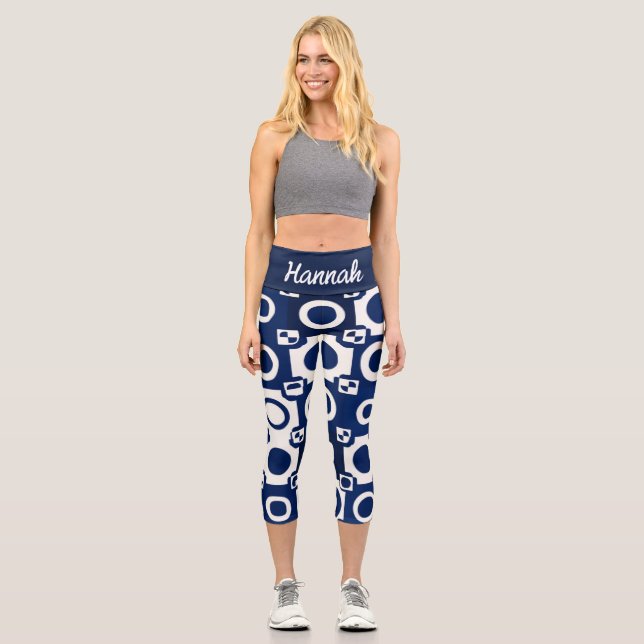 Leggings Capri Haut-Motif blanc de la Marine Capris (Recto)