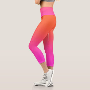 Leggings Capri Haut taille rose orange pour femmes
