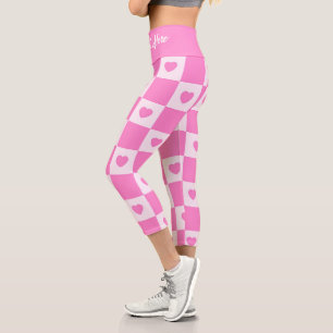 Leggings Capri Heart Modern Pink Love Collection