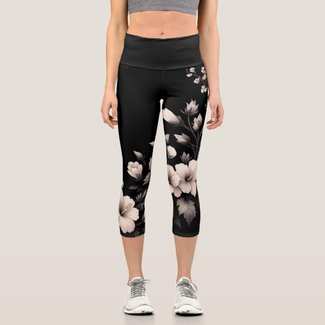 Leggings Capri Hibiscus timide (Recto)