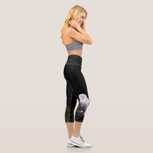 Leggings Capri Hibou des neiges majestueux d'hiver