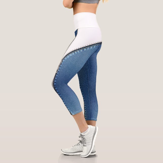 Leggings Capri High Waisted Capris blanco y azul jeans (Gauche)