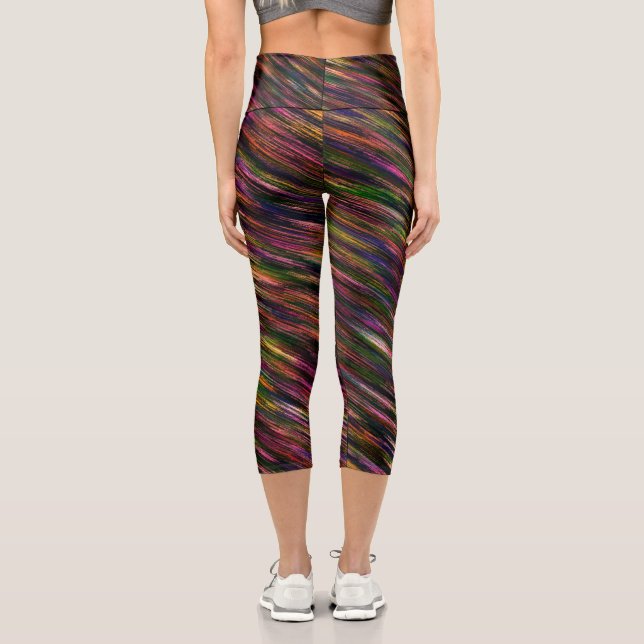 Leggings Capri High Waisted Capris diagonal rosado. (Verso)