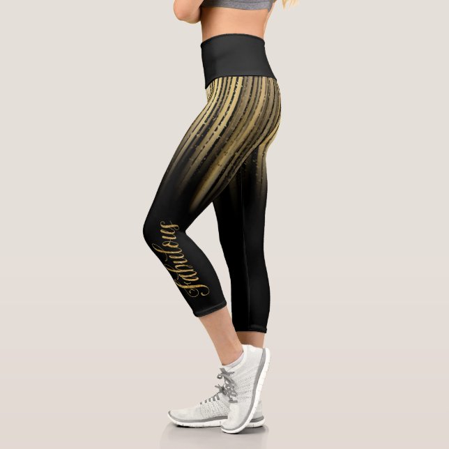 Leggings Capri High Waisted Capris negro con amarillo (Gauche)