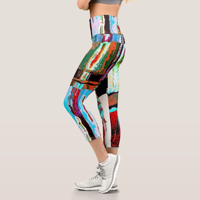 Leggings Capri High Waisted Yoga Capris – Reflection Abstract (Gauche)