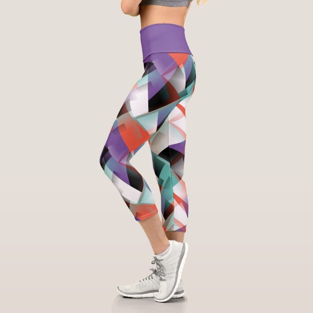 Leggings Capri Hip Modern Abstrait Mosaïque géométrique Motif d'a (Gauche)