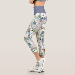 Leggings Capri Hip Turquoise bleu gris noir Terrazzo mosaïque Art