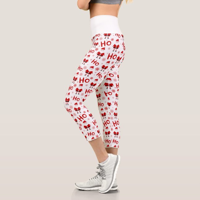 Leggings Capri Ho Ho Ho Ho Père Noël Motif de Noël (Gauche)