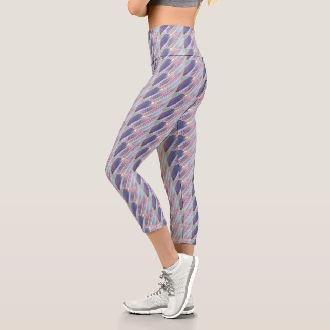 Leggings Capri Holographique mignonne fillette rayée (Gauche)