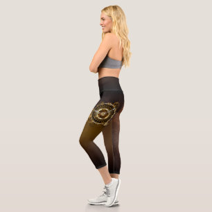 Leggings Capri Horloge Steampunk avec des engrenages anciens