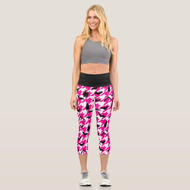 Leggings Capri houndstooth rose halloween chauve-souris (Recto)