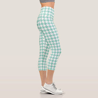 Leggings Capri Houndstooth turquoise et blanc
