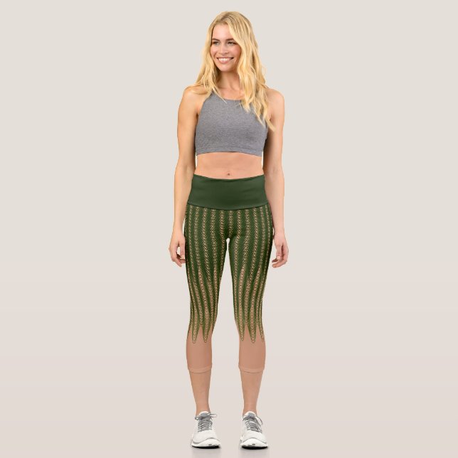 Leggings Capri Illusion Cool Abstraite avec des rayures vertes et (Recto)