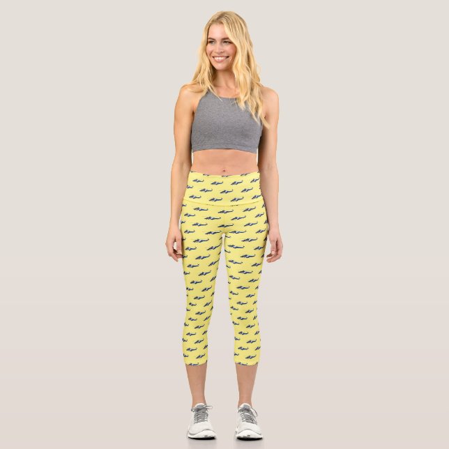 Leggings Capri Illustration de bande dessinée d'hélicoptère de po (Recto)