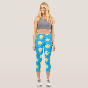 Leggings Capri Illustration de bulles de caricatures de citron mo