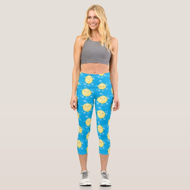 Leggings Capri Illustration de bulles de caricatures de citron mo (Recto)