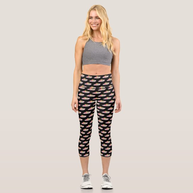 Leggings Capri Illustration de dessin animé de macaron  (Recto)