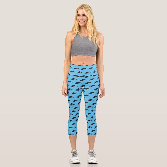Leggings Capri Illustration de dessin animé d'orque (Recto)