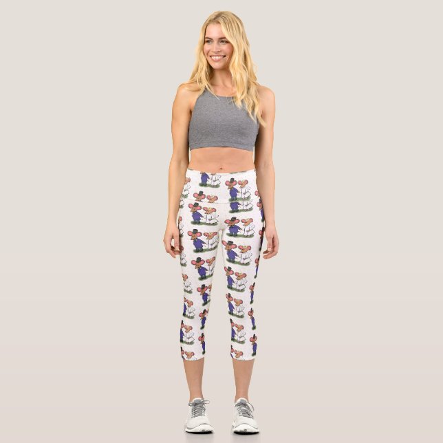 Leggings Capri Illustration de dessin animé d'un couple de souris (Recto)