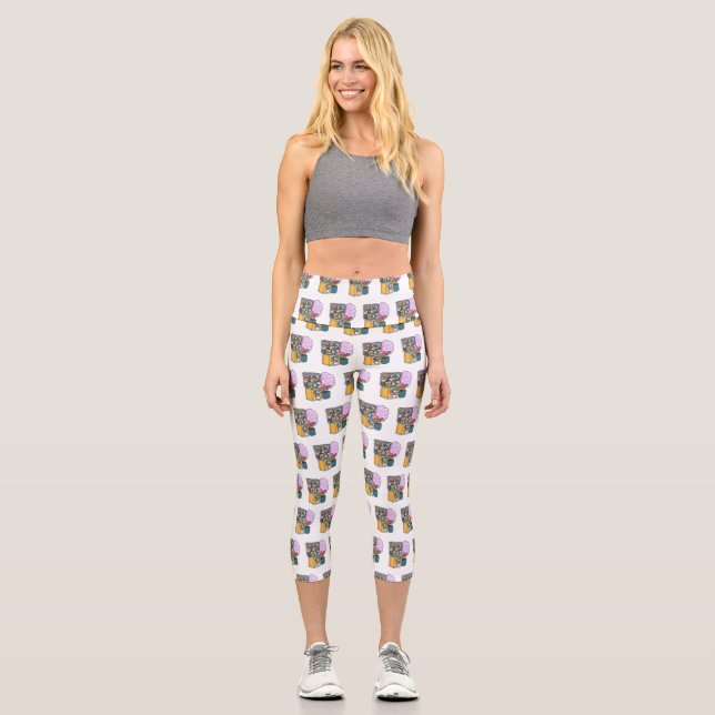 Leggings Capri Illustration de dessin de bonbon (Recto)