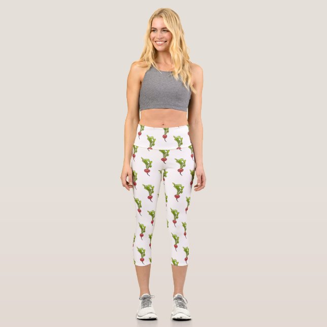 Leggings Capri Illustration de dessin Radish (Recto)
