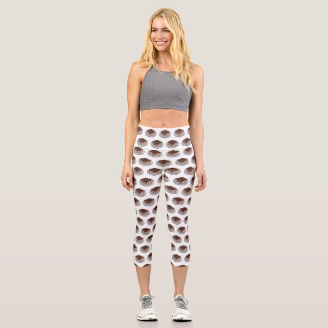 Leggings Capri Illustration de gâteau de Tiramisu (Recto)