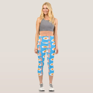 Leggings Capri Illustration de l'oeuf de Cute kawaii et du bacon