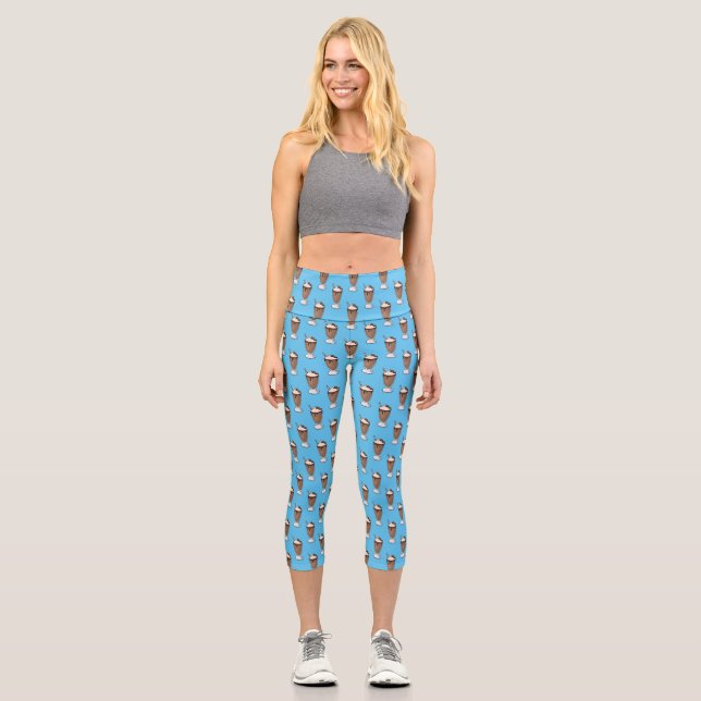 Leggings Capri Illustration de milk-shake au chocolat (Recto)