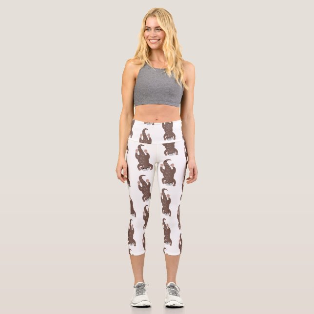 Leggings Capri Illustration de plongée de loutre mignonne (Recto)