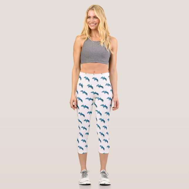 Leggings Capri Illustration de requin marteau (Recto)