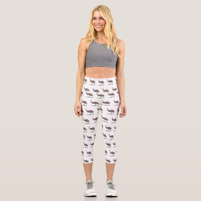 Leggings Capri Illustration d'Emu bird (Recto)