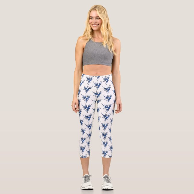 Leggings Capri Illustration du dragon bleu des limaces de mer (Recto)