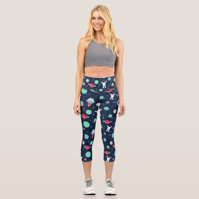 Leggings Capri Illustration du Motif spatial (Recto)